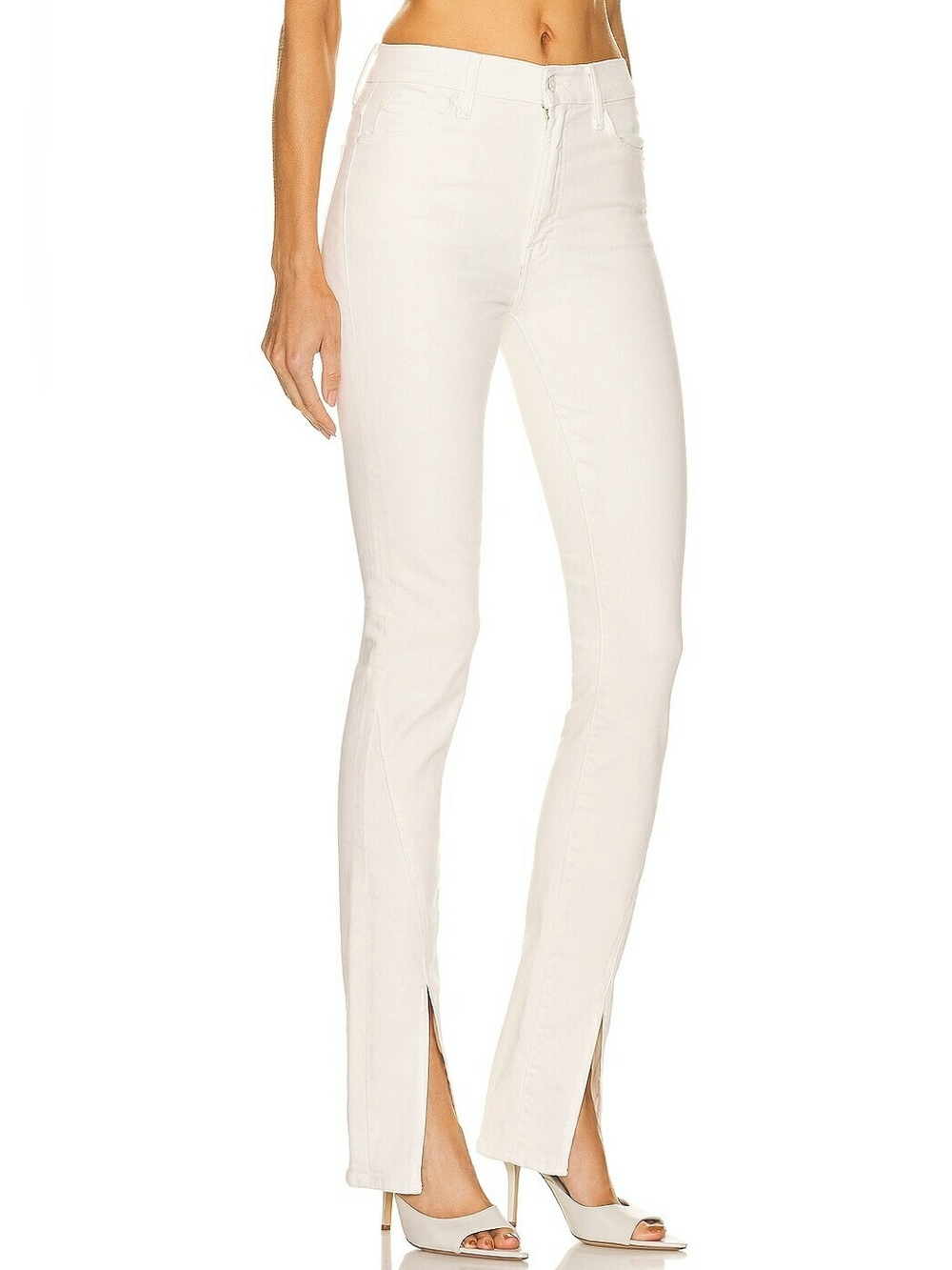 MOTHER Denim The Rascal Sliced Up Heel Jeans, Ivory White Play Date